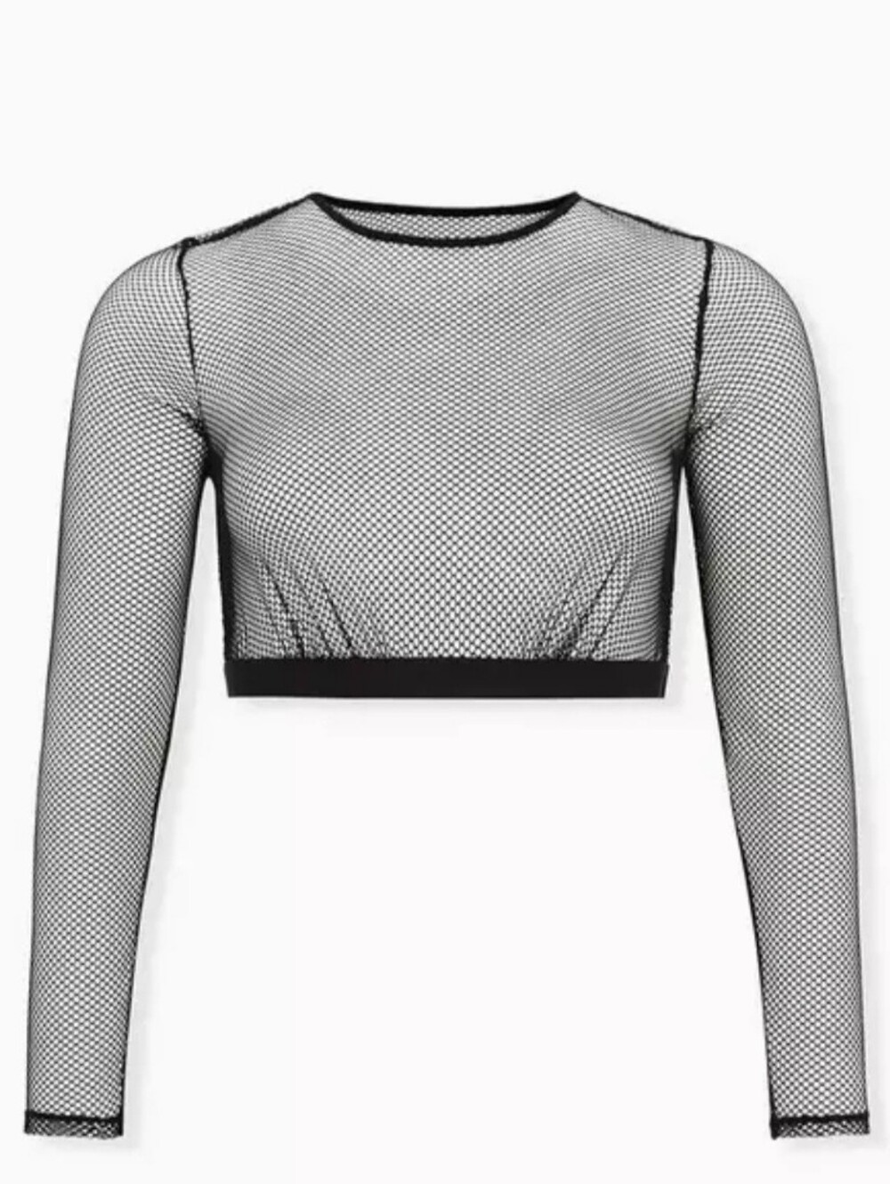 Betsey Johnson Fishnet Long Sleeve Under-It-All Crop Top